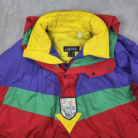 Vintage Nevica Ski Jacket Mens 44 Purple Colorblock Hooded Premiere Neige 80s - Picture 3 of 16